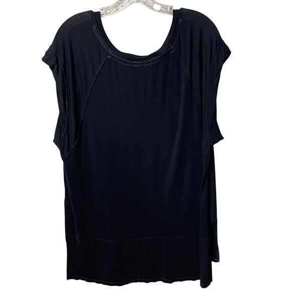 We the Free Voyage V-Neck Oversized Top High Low Black Tunic Rayon Spandex - Picture 3 of 9